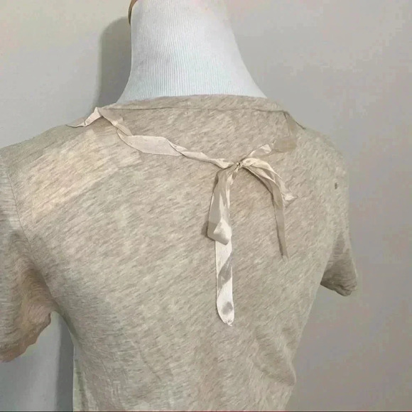 NWT J Crew light weight tan tee with bead and ribbon detail - Picture 8 of 8